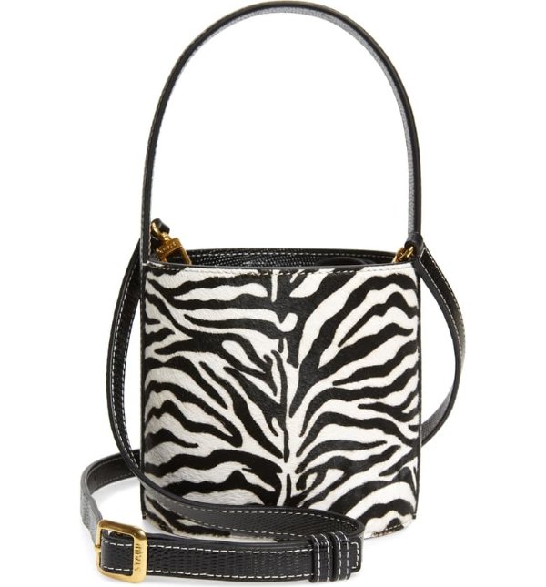 Mini Bissett Zebra Calf Hair Bucket Bag