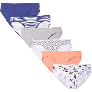 Amazon Essentials Women's Cotton Stretch Bikini Panty, 6-Pack