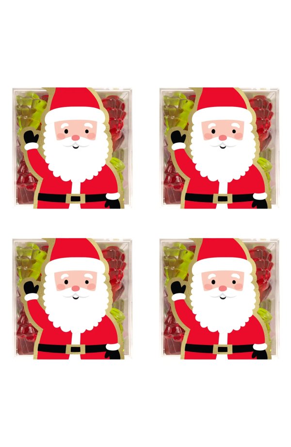 4-Pack Santa's Holiday Tree Raspberry & Green Apple Gummy Cubes