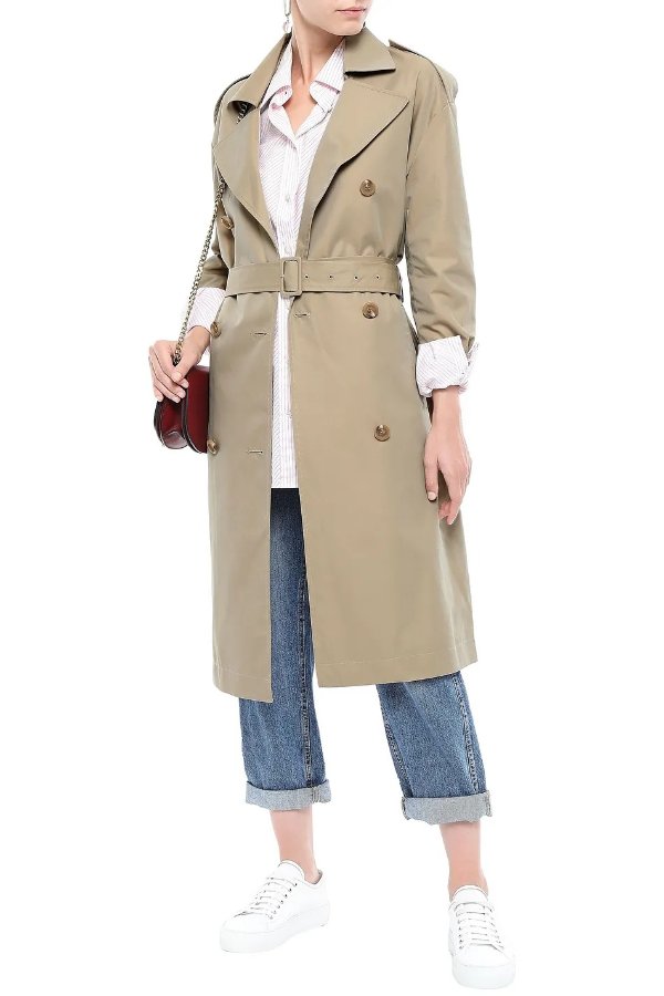 Double-breasted cotton-blend twill trench coat
