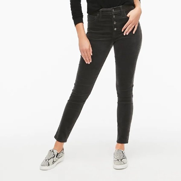 9" high-rise skinny corduroy pant with button fly