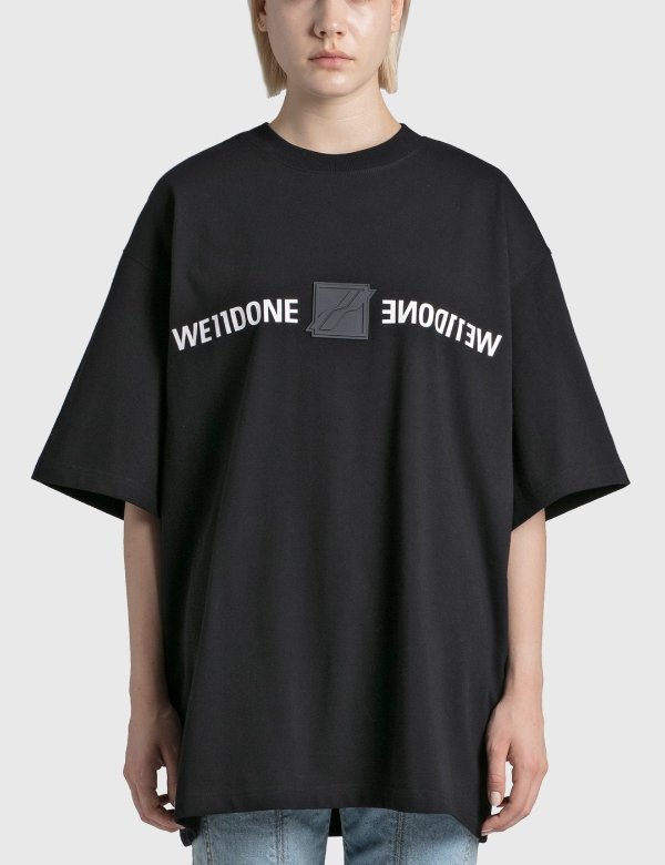 Black We11done Patched Mirror Logo T-shirt