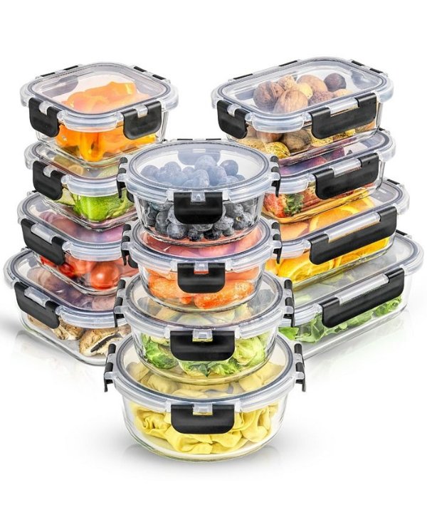 Glass Storage Containers with Leakproof Lids, Set of 12