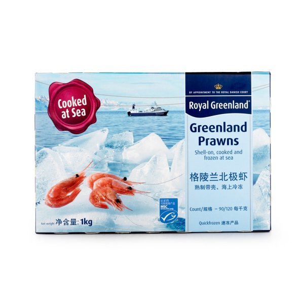 Royal Greenland 新季野生海捕鲜甜北极甜虾（剥壳即食）冷冻 2.2 磅