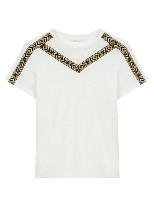 - Toblo Embroidered Linen T-Shirt