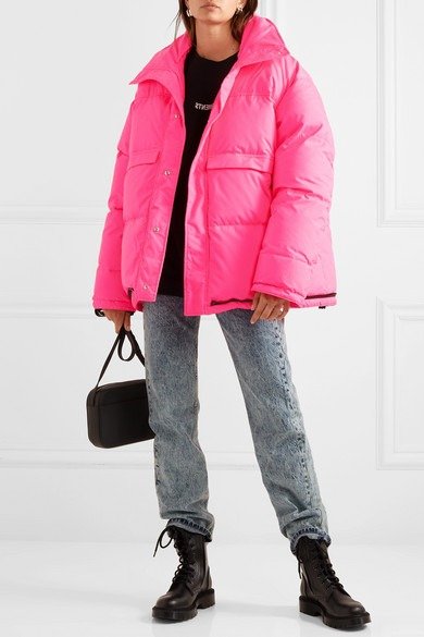 Hooded quilted shell down coat