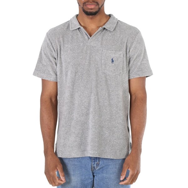 Grey Custom Slim-fit Short Sleeve Terry Polo Shirt