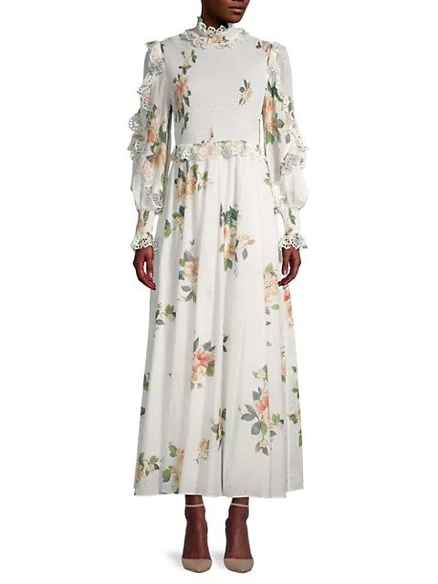 Kirra Floral Shirred Ruffle Dress