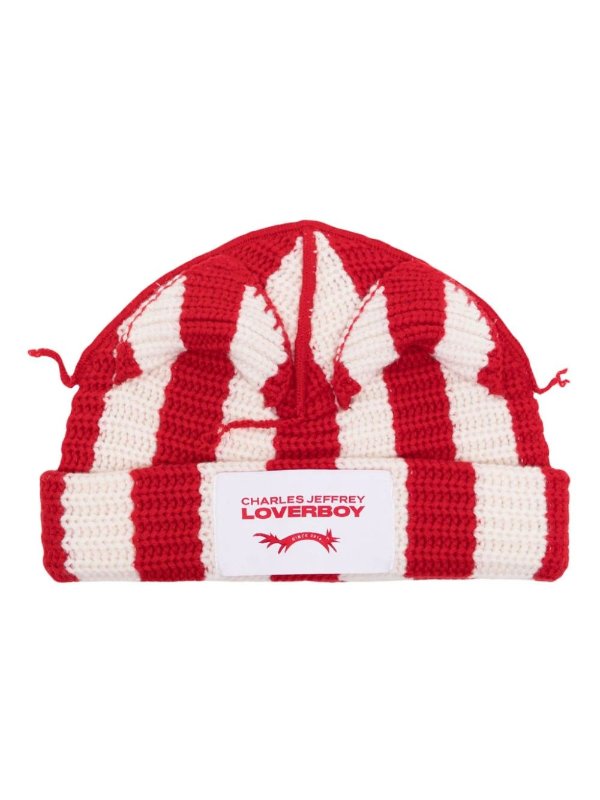 striped knitted-construction beanie