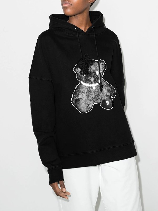 graphic teddy bear print hoodie