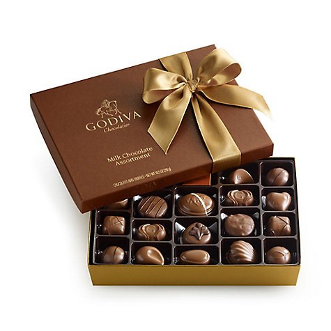 Milk Chocolate Gift Box - Gold Ribbon - 22 pc.| GODIVA