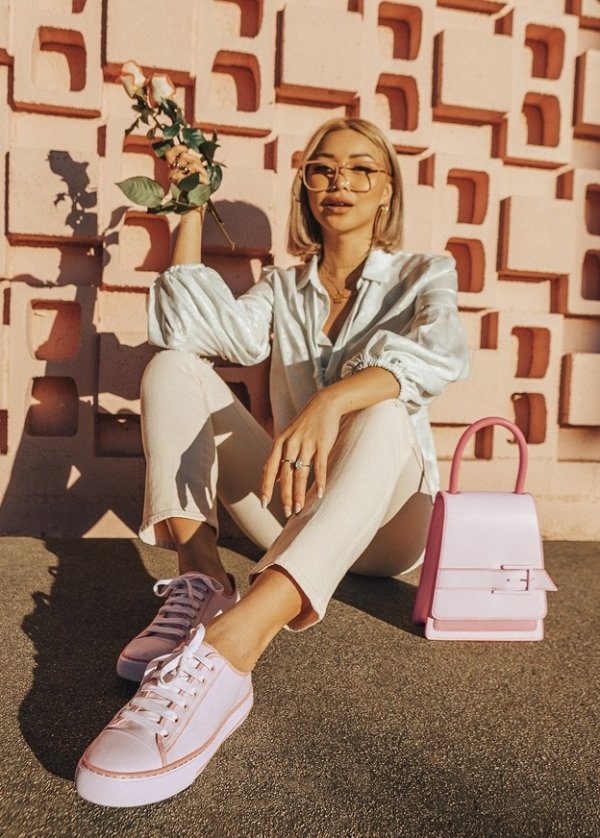 Light Pink Candy Coloured Canvas Sneakers | CHARLES & KEITH