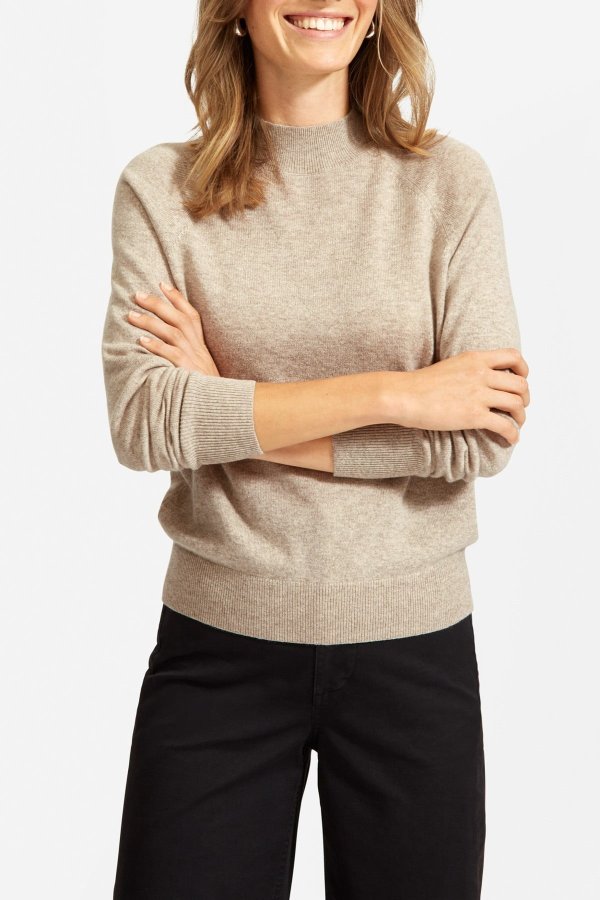 The Cashmere Raglan Mock Neck Sweater
