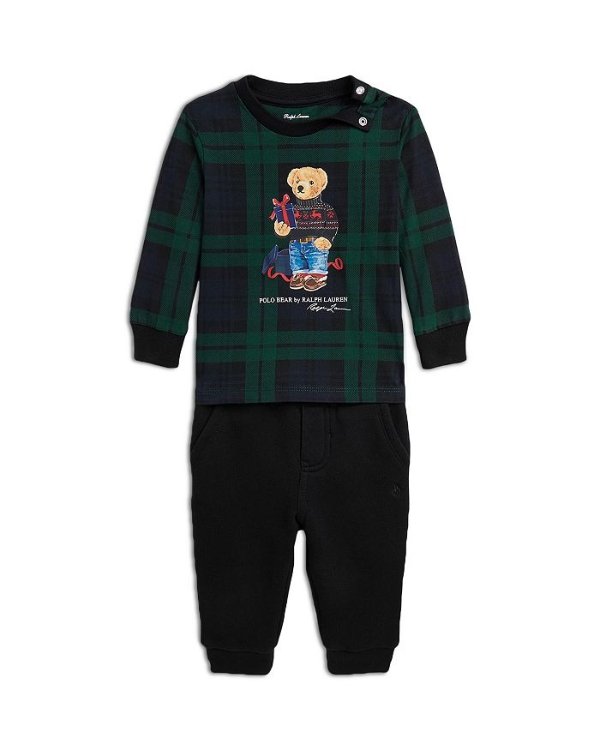 Boys' Polo Bear Graphic Plaid Tee & Fleece Pants Set - Baby