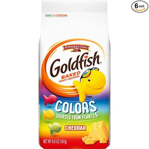Goldfish Colors Cheddar Crackers, 6.6 oz. Bag, Pack of 6