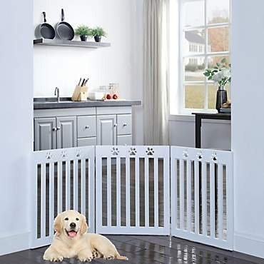 UniPaws Paw Deco 3 Panel Dog Gate White Assembly-Free, 20"-60" W X 24" H | Petco