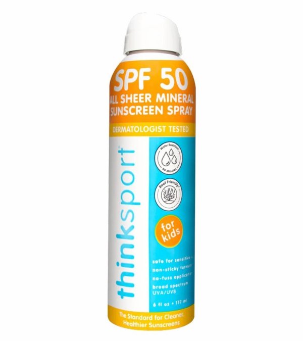 ThinkSport Kids All Sheer Mineral Sunscreen Spray SPF 50, 6oz