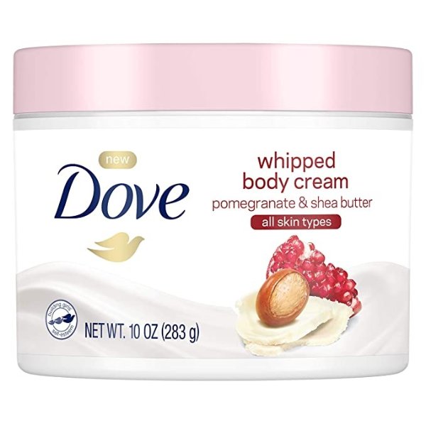 Whipped Body Cream Dry Skin Moisturizer Pomegranate and Shea Butter, Nourishes Skin Deeply, 10 oz