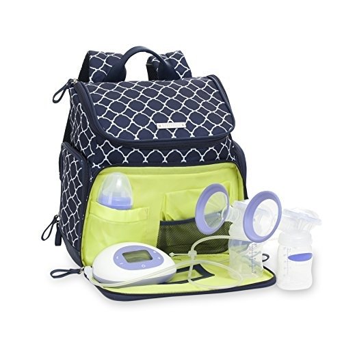 Madison Electric Breast Pump Backpack - Cute Portable Carrying Bag Great for Travel or Storage - Accessory and Cooler Pockets - Fits Most Major Brands Including Medela and Spectra