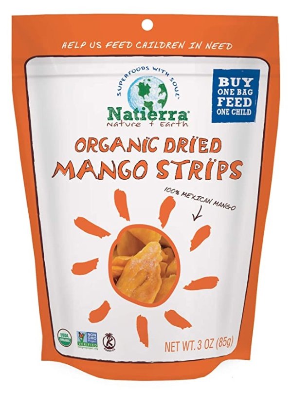 Organic Dried Mango Strips | No Sugar Added | Non-GMO & Vegan | 3 Ounce