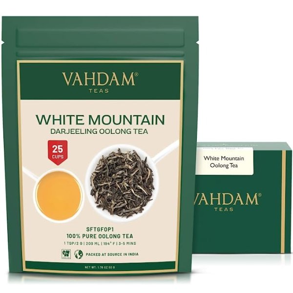 , White Mountain Oolong Tea Loose Leaf (25 Cups) | 100% PURE Oolong Tea Leaves | Darjeeling Tea | RICH ANTI-OXIDANTS | Brew as Hot, Iced Tea or Kombucha Tea | 1.76oz
