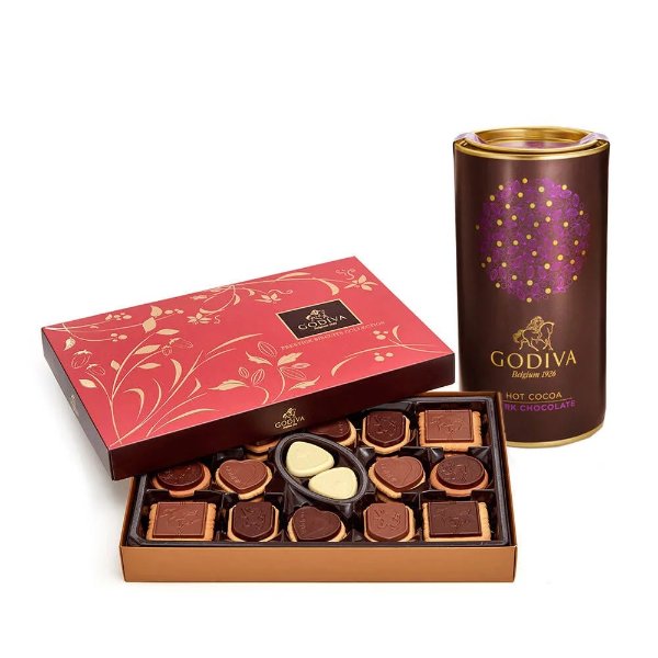 Dark Chocolate Hot Cocoa Tin & Biscuit Gift Box, 36 pc.
