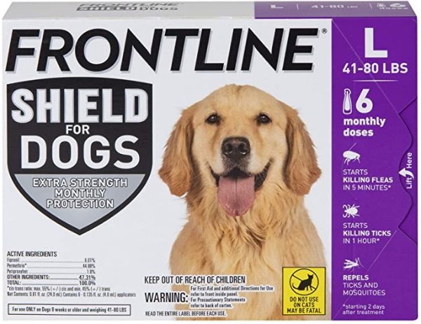 Shield for Dogs Flea & Tick Treatment, 41-80 lbs