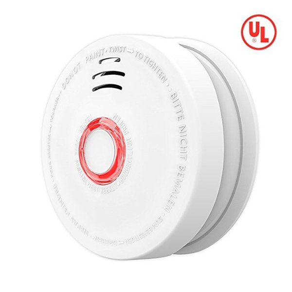 Smoke Detector, Battery-Operated(Not Hardwired) Smoke and Fire Alarm/Detector with Test Button, 10 Years Photoelectric Smoke Alarm with UL Listed(9V Battery included)