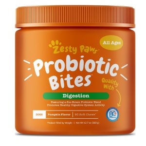Zesty PawsProbiotic Bites with Natural Digestive Enzymes Pumpkin Flavor Chews for Dogs | Chewy
