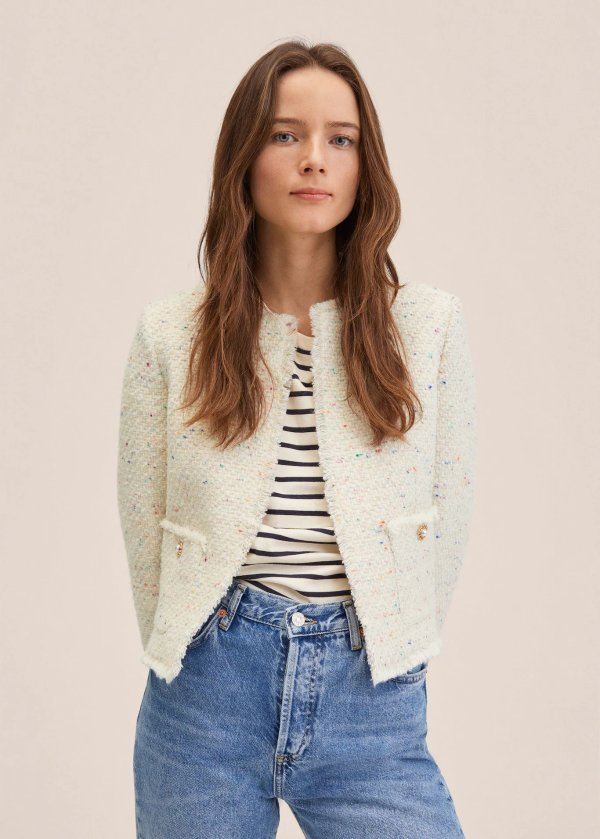 Crop tweed jacket - Women | Mango USA