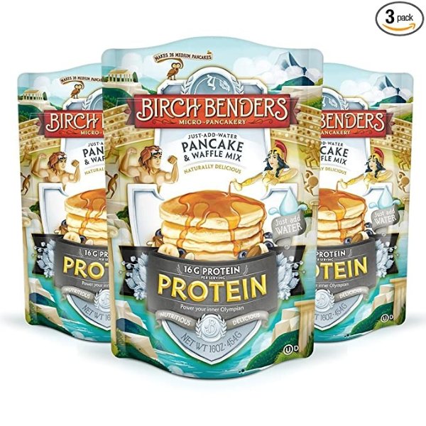 Performance Protein Pancake and Waffle Mix with Whey Protein by, 16 Grams Protein Per Serving, Non-GMO Verified, Just Add Water, 48 Ounce (16oz 3-pack)