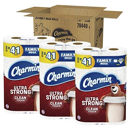 Charmin Ultra Strong Clean Touch Toilet Paper, 24 Family Mega Rolls