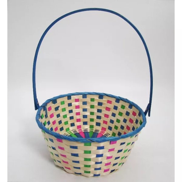 11&#34; Bamboo Easter Basket Cool Colorway Blue with Pink Mix - Spritz&#8482;
