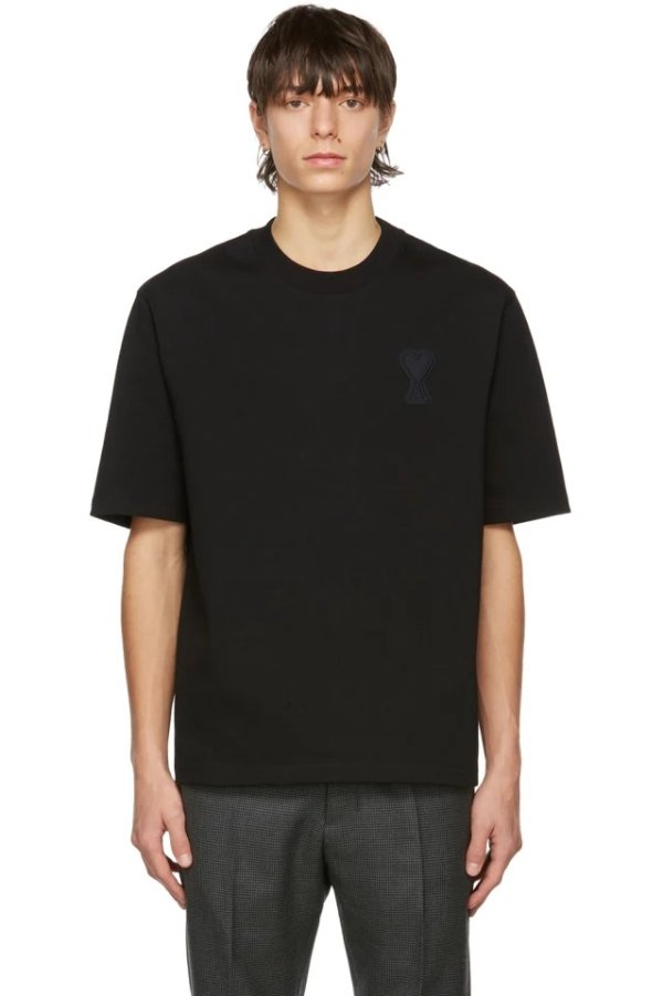 Black Ami de Coeur Technical Patch T-Shirt