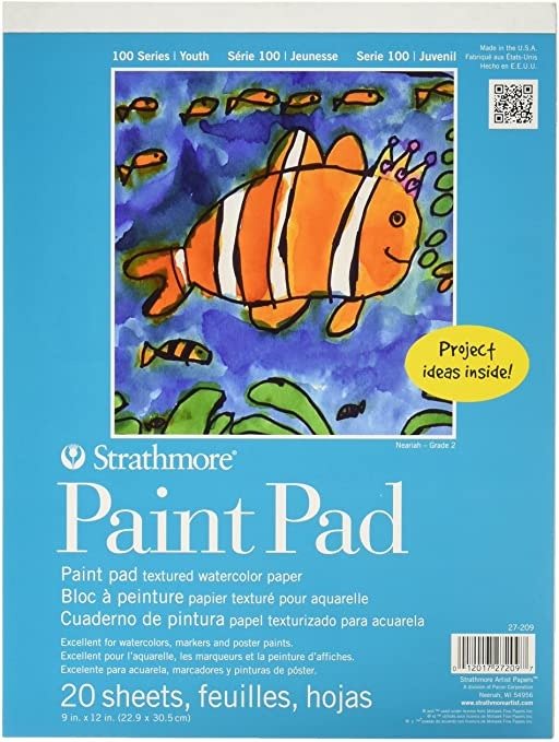 27-209 100 Series Youth Paint Pad, 9"x12" Tape Bound, 20 Sheets