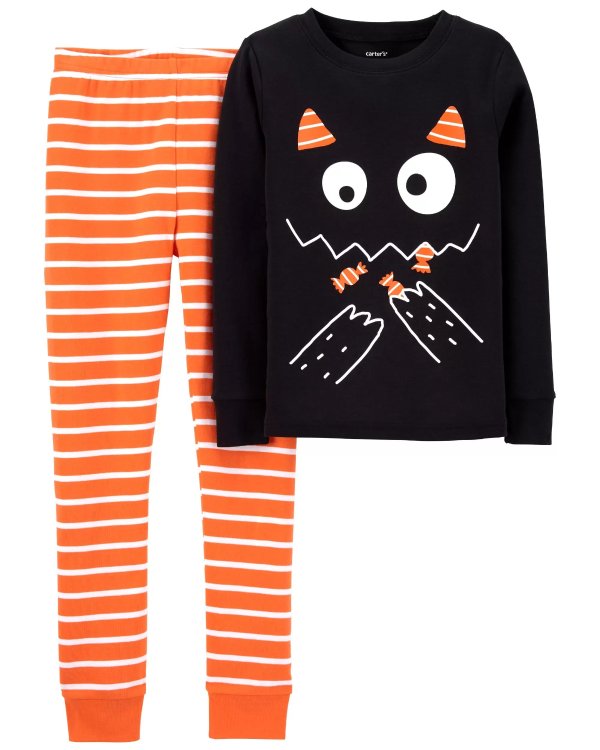 2-Piece Halloween Cat 100% Snug Fit Cotton PJs