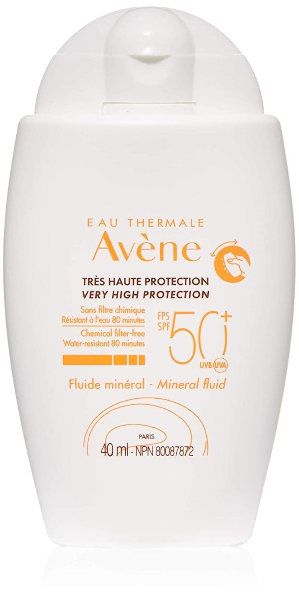 Mineral Fluid Sunscreen, Broad Spectrum SPF 50+, Water Resistant, Non-Greasy, 1.3 oz.