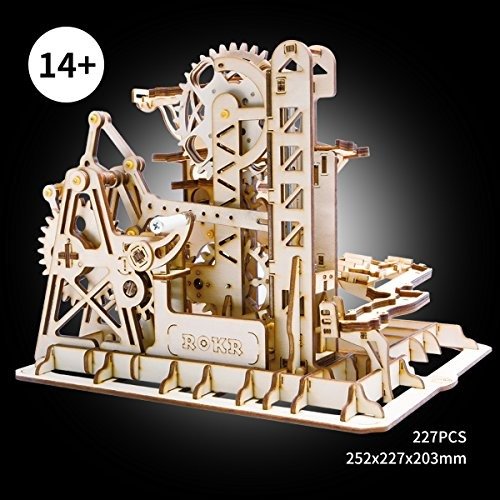 3D Wooden Puzzle Brain Teaser Toys Mechanical Gears Kit Unique Craft Kits Tower Coaster with Steel Balls Executive Desk Toys Best Gifts for Adults and Kids