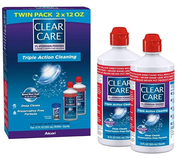 Cleaning & Disinfecting Solution with Lens Case, Twin Pack, 12-Ounces Each