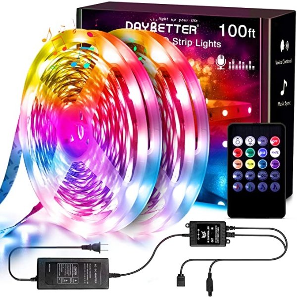Music Sync Led Strip Lights Kit, RGB Color Changing 100ft 540Leds