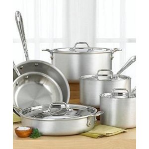 All-Clad 700362 MC2 Professional Master Chef 2 Stainless Steel Tri-Ply Bonded Cookware Set, 10-Piece, Silver