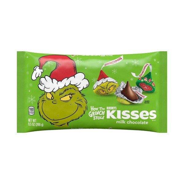 Kisses Grinch Milk Chocolate, Christmas Candy Bag, 9.5 oz