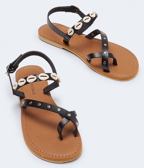 Faux Leather Shell & Stud Sandal