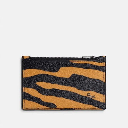 Zip Card Case With Tiger Print
