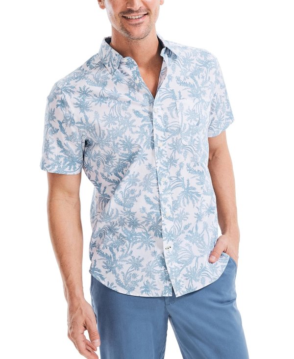 Men's Classic-Fit Stretch Palm-Print Oxford Shirt