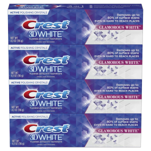 Crest Toothpaste 3D White Glamorous White, 4.1oz (Pack of 4)