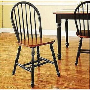 Better Homes and Gardens Autumn Lane Windsor Chairs, Set of 2, Black and Oak