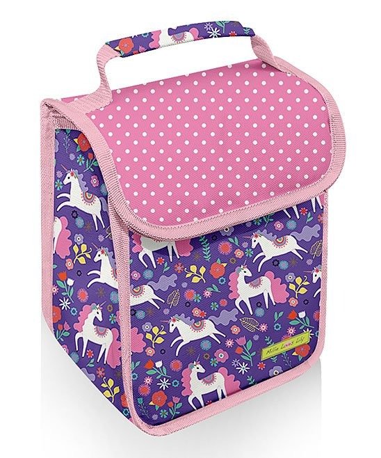 Purple & Pink Polka Dot Unicorn Top-Handle Lunch Bag