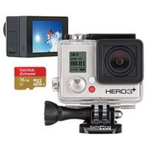 GoPro Hero3+ Silver Edition Camera, GoPro LCD Touch BacPac & 16GB Memory Card