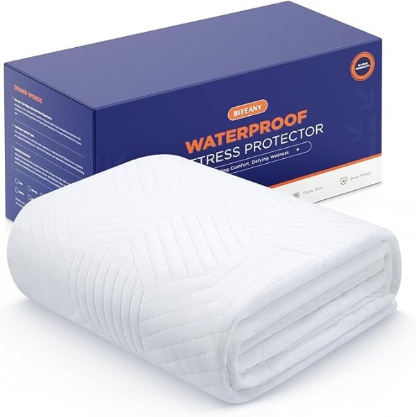 100% Waterproof Mattress Protector with High Resistance to Liquid, Breathable 3D Air King Mattress Protector, Ultra Soft Cooling Bamboo Mattress Cover Hypoallergenic Quiet Bed Cover Fits 6"-21"
